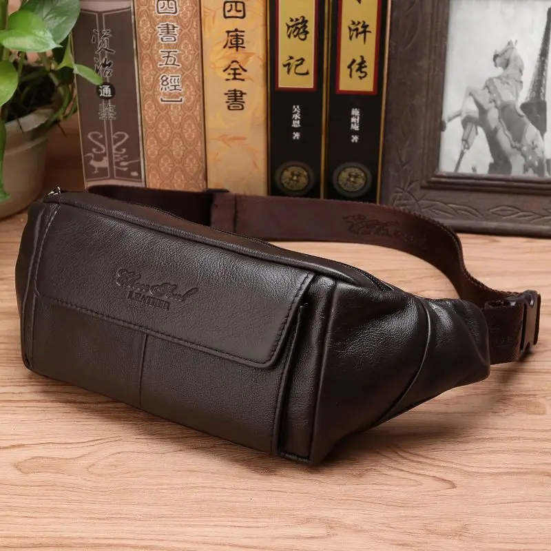 Phone Cases For Boys - กระเป๋าคาดเอวหนังแท้สำหรับผู้ชาย กระเป๋าสะพายข้างอเนกประสงค์ ใส่โทรศัพท์มือถือ กระเป๋าเดินทาง ดีไซน์เนอร์ กระเป๋าคาดอก