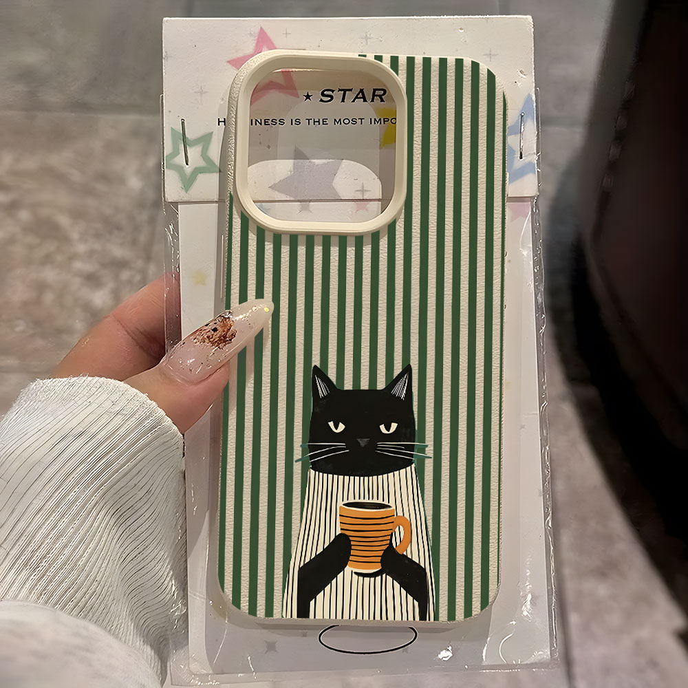 Phone Cases Funny - เคสโทรศัพท์ลายแมวตลกพร้อมลายลิ้นจี่สำหรับ iPhone 18 17 16 15