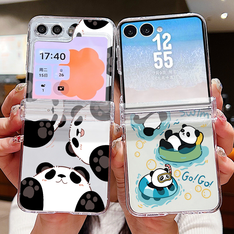 Phone Cases Clear - เคสโทรศัพท์ลายแพนด้าน่ารักสำหรับ Samsung Galaxy Z Flip 8