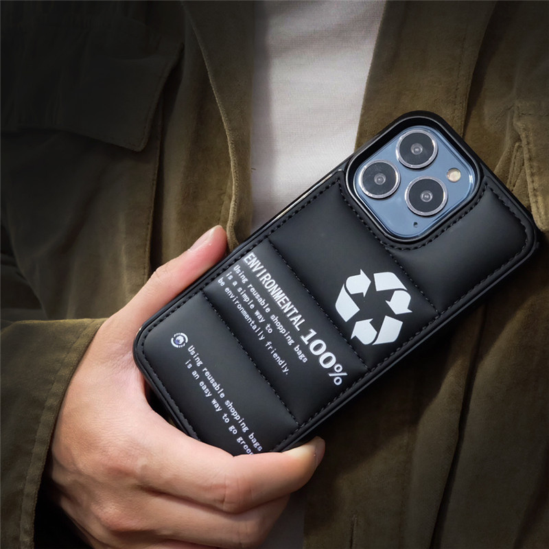 Phone Cases Recycling - Creative Down Jacketรีไซเคิลโลโก้โทรศัพท์มือถือสําหรับiPhone 16 15 14