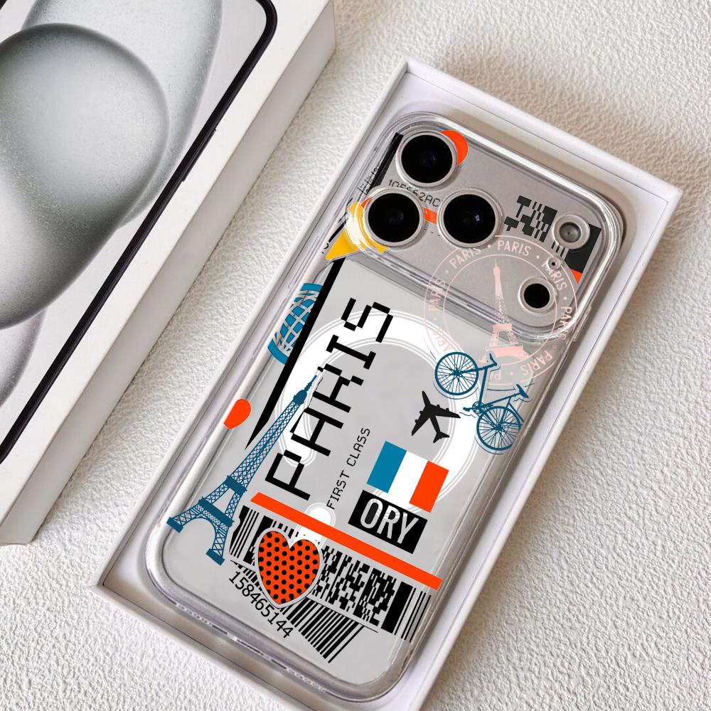 Phone Cases Aviation - เคสโทรศัพท์ลายตั๋วเครื่องบินฝรั่งเศสสำหรับ iPhone 17 16 15 14