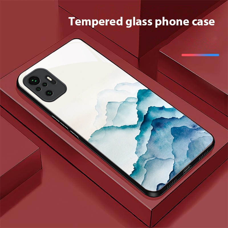 Phone Cases Redmi - เคสโทรศัพท์แก้วสีดำลายภาพวาดหมึกสำหรับ Redmi Note 13 Pro+ 14